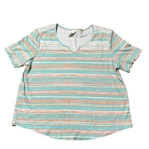 BLAIR Striped Lace Collar Top Women’s (Sz L)